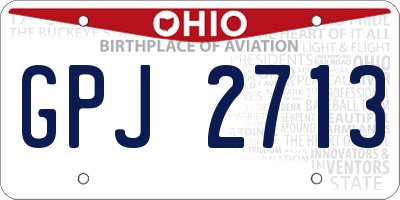 OH license plate GPJ2713