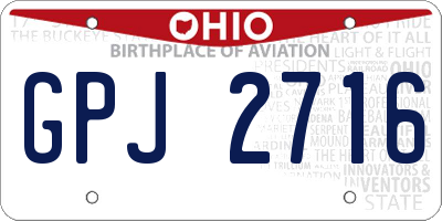 OH license plate GPJ2716