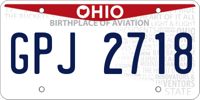 OH license plate GPJ2718