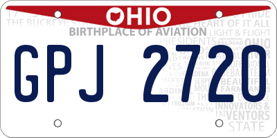 OH license plate GPJ2720