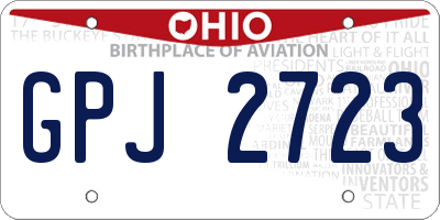 OH license plate GPJ2723