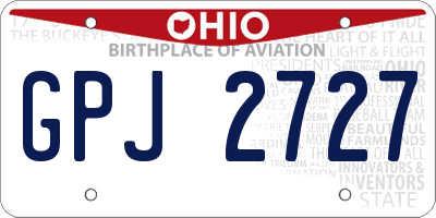 OH license plate GPJ2727