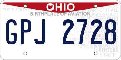OH license plate GPJ2728
