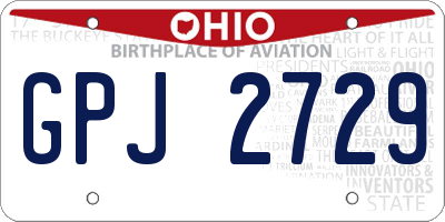 OH license plate GPJ2729