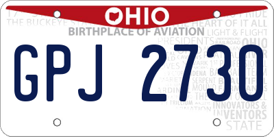 OH license plate GPJ2730