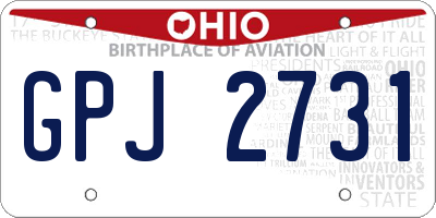 OH license plate GPJ2731