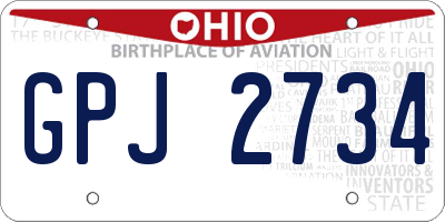 OH license plate GPJ2734