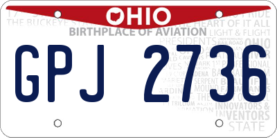 OH license plate GPJ2736