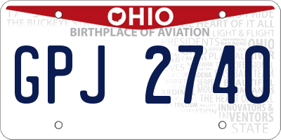 OH license plate GPJ2740