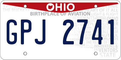 OH license plate GPJ2741