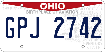OH license plate GPJ2742