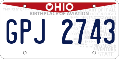 OH license plate GPJ2743