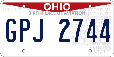 OH license plate GPJ2744