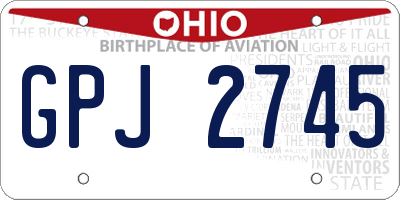 OH license plate GPJ2745