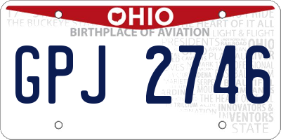 OH license plate GPJ2746