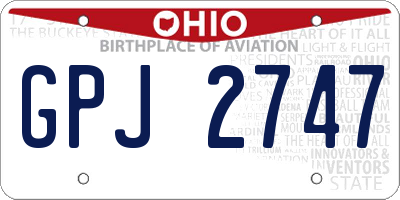 OH license plate GPJ2747