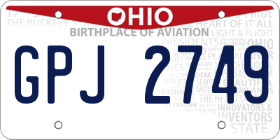 OH license plate GPJ2749