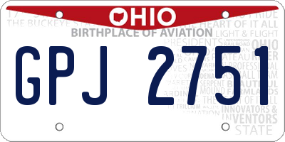 OH license plate GPJ2751