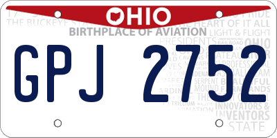 OH license plate GPJ2752