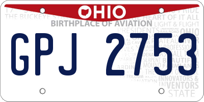 OH license plate GPJ2753