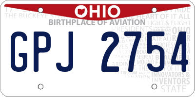 OH license plate GPJ2754