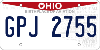 OH license plate GPJ2755
