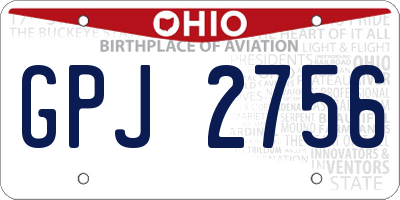 OH license plate GPJ2756