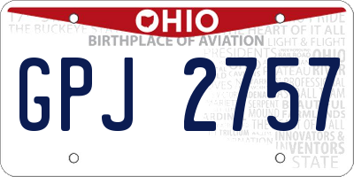 OH license plate GPJ2757