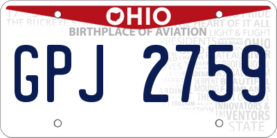 OH license plate GPJ2759