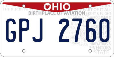 OH license plate GPJ2760