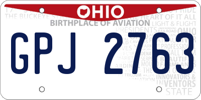 OH license plate GPJ2763