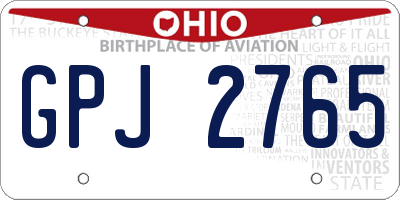 OH license plate GPJ2765