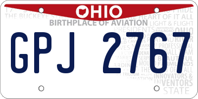OH license plate GPJ2767