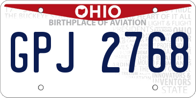 OH license plate GPJ2768