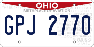 OH license plate GPJ2770