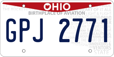 OH license plate GPJ2771