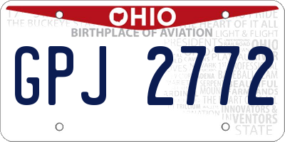 OH license plate GPJ2772