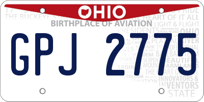 OH license plate GPJ2775