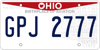 OH license plate GPJ2777