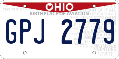 OH license plate GPJ2779