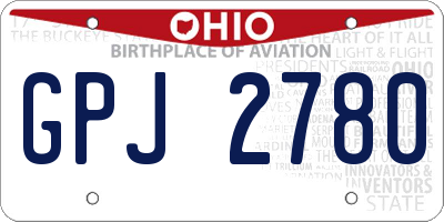 OH license plate GPJ2780