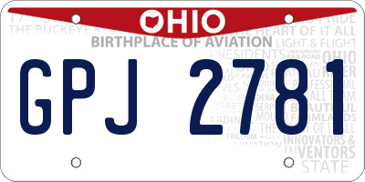 OH license plate GPJ2781