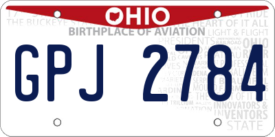 OH license plate GPJ2784
