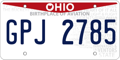 OH license plate GPJ2785