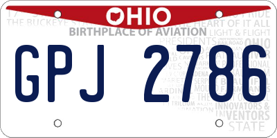 OH license plate GPJ2786