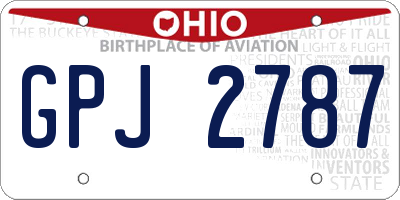 OH license plate GPJ2787