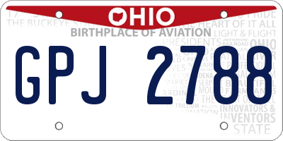 OH license plate GPJ2788