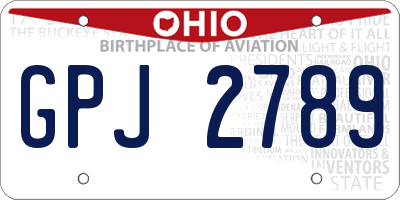 OH license plate GPJ2789