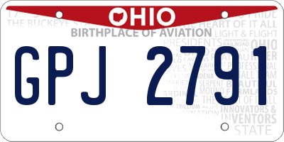 OH license plate GPJ2791