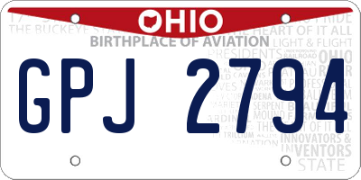 OH license plate GPJ2794